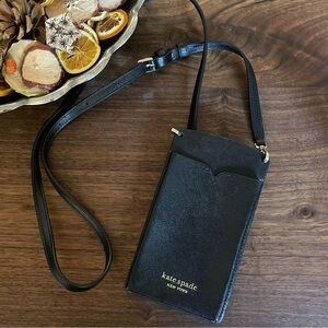 Kate Spade Spencer Slim Crossbody Phone Case BLACK NWOT New Leather